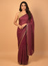 Wine Saree With Moti & Kardana Work
