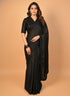 Black Saree With Cut Pipe & Kardana Work