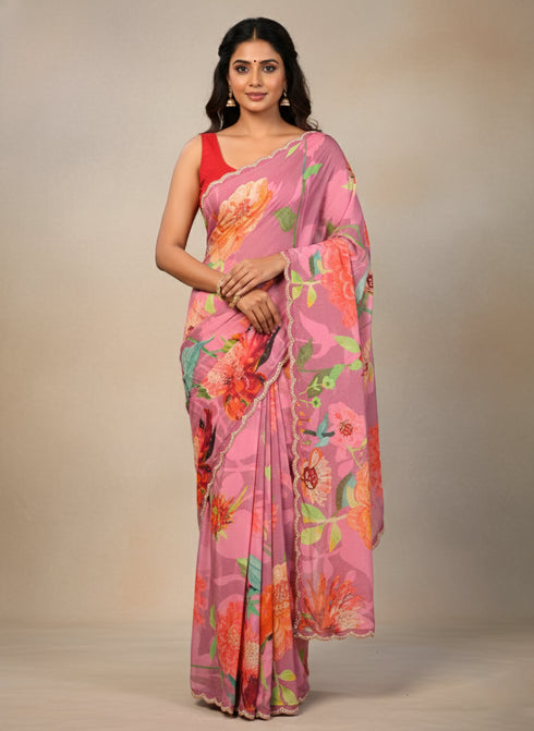 Digital Printed Onion Saree