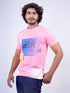 Men Pink Typography Print Regular Fit Casual T-Shirt