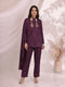Plum Designer Kurti Set with Kurti Pants & Dupatta