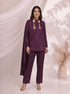 Plum Designer Kurti Set with Kurti Pants & Dupatta
