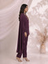 Plum Designer Kurti Set with Kurti Pants & Dupatta