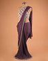 Plum Pleated Designer Saree with Halter Neck Embellished Blouse