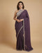Plum Pleated Designer Saree with Halter Neck Embellished Blouse