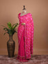 Rani Pink Bandhani Printed Saree with Gold Zari Border – Festive Wear