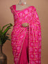 Rani Pink Bandhani Printed Saree with Gold Zari Border – Festive Wear