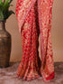 Red Banarasi Style Silk Saree with Heavy Gold Zari Work – Wedding Wear
