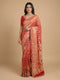 Red Banarasi Style Silk Saree with Heavy Gold Zari Work – Wedding Wear