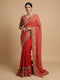 Red Bandhani Style Saree with Heavy Gold Zari Border – Bridal Wedding Wear