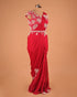 Red Embroidered Party Wear Designer Saree