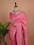 Rose Pink Banarasi Style Woven Saree with Intricate Floral Paisley Design