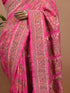 Rose Pink Banarasi Style Woven Saree with Intricate Floral Paisley Design