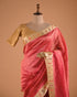 Rose Pink Tissue Designer Saree with Artistic Border