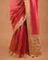 Rose Pink Tissue Designer Saree with Artistic Border