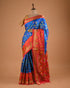 Royal Blue Ikat Designer Saree with Contrast Border