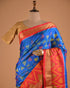 Royal Blue Ikat Designer Saree with Contrast Border