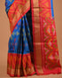 Royal Blue Ikat Designer Saree with Contrast Border