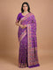 Royal Purple Banarasi Style Woven Saree with Multicolour Motifs & Zari Border