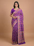 Royal Purple Banarasi Style Woven Saree with Multicolour Motifs & Zari Border
