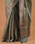 Sage Green Woven Designer Saree with Silver Border