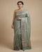 Sage Green Woven Designer Saree with Silver Border