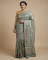 Sage Green Woven Designer Saree with Silver Border