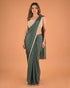 Teal Green Minimal Designer Saree with Embellished Blouse