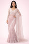 Blush Lavender Designer Net Saree with Heavy Embroidery & Statement Blouse