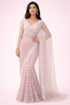 Blush Lavender Designer Net Saree with Heavy Embroidery & Statement Blouse