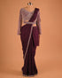 Wine Embellished Designer Saree with Full Sleeve Blouse