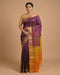 Wine Purple Designer Saree with Multicolor Woven Pallu