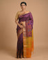 Wine Purple Designer Saree with Multicolor Woven Pallu
