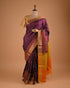 Wine Purple Designer Saree with Multicolor Woven Pallu