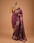 Wine Purple Printed Designer Saree with Bird Motifs