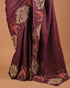 Wine Purple Printed Designer Saree with Bird Motifs