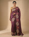 Wine Purple Printed Designer Saree with Bird Motifs