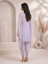 Blue Indo Western Set with Embellished Tunic & Draped Pants