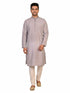 Man wearing a grey Kurta Pajama with a subtle geometric pattern and cream churidar pants.