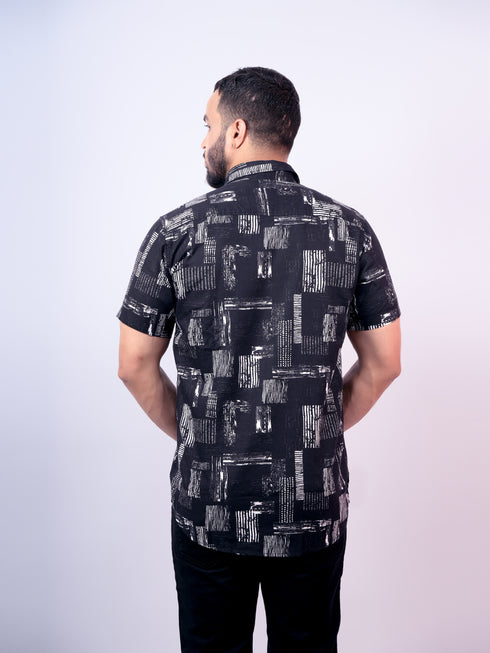 Men Black & White Printed Shirt