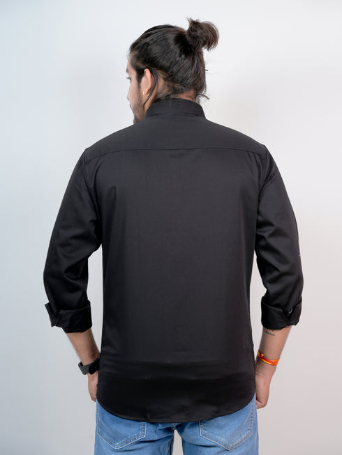 Men Solid Black Formal Shirt