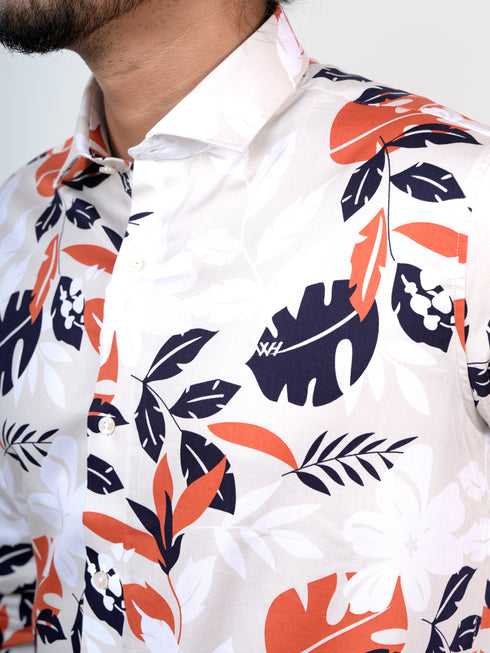 Men Cream Printed Full Shirt