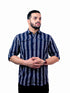Pontiac Navy Striped Casual Shirt
