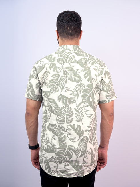Pontiac Floral Printed Green Shirt