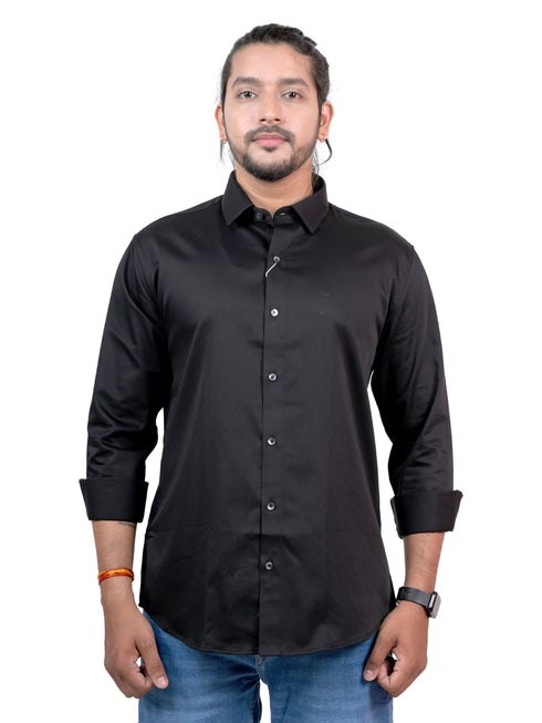 Men Solid Black Formal Shirt