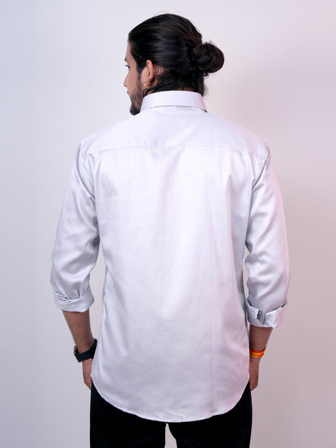 Grey Spread Collar Formal Shirt