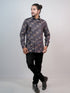 Men Dark Grey Printed Full Shirt