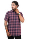 Men Pink Checked Casual Half Shirt