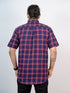 Men Navy Checked Casual Half Shirt