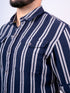 Pontiac Navy Striped Casual Shirt
